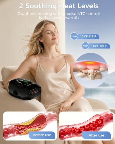 Hand Massager with Heat and Compression, Model HM01, Black - Product Imagery