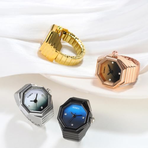 4Pcs Creative Ring Finger Watches Octagon Gradient Dial - Product Imagery