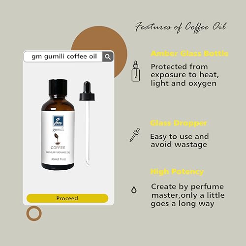 GM Gumili Coffee Fragrance Oil, Perfume Oil for Diffuser, 1 Oz - Product Imagery