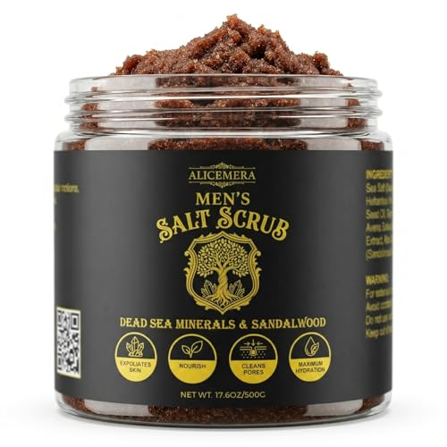 Alicemera Men's Body Scrub With Dead Sea Salt, Sandalwood, Aloe Vera 17 - Alicemera Official Product View 1