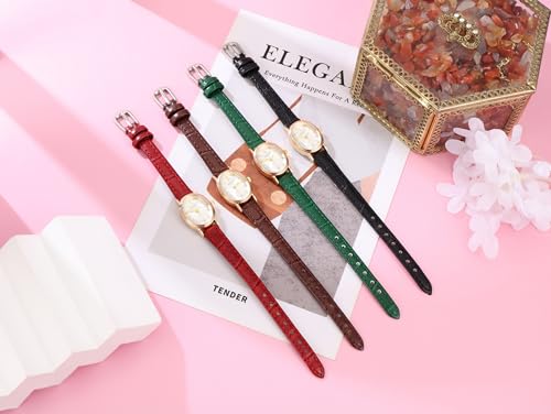 Top Plaza Women's Watch Vintage Gold Dial Leather Watches for - Product Imagery