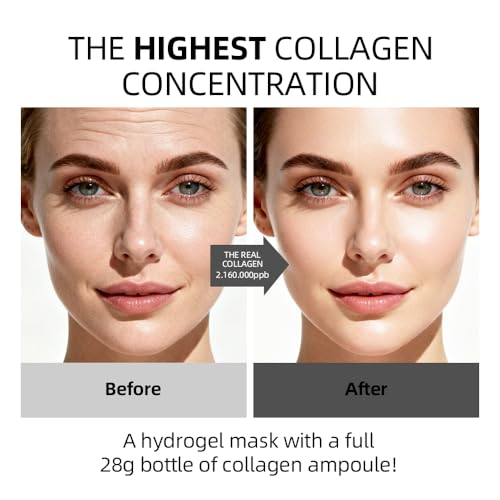 Collagen Face Mask 5 Pack, Korean Hydrating Sheet Mask for - Product Imagery
