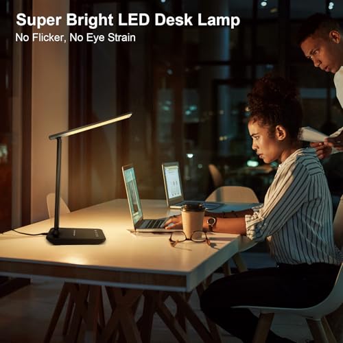 LED Desk Lamp for Office Home, Bright Desk Light with USB - Product Imagery