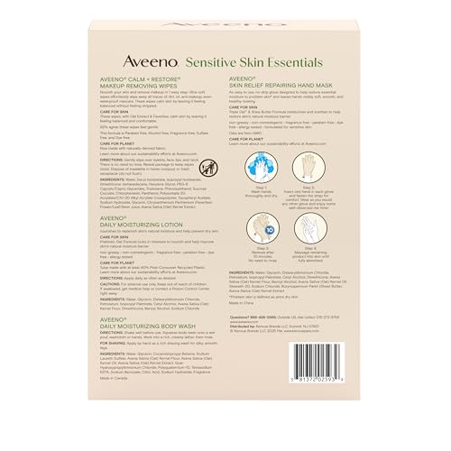 Aveeno Sensitive Skin Essentials Gift Set, 4 Items - Product Imagery