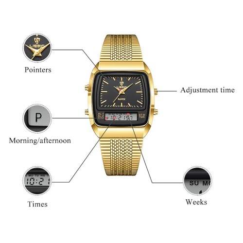 Unisex Men Women Simple Dual Display Dual Movement Analog Quartz - Product Imagery