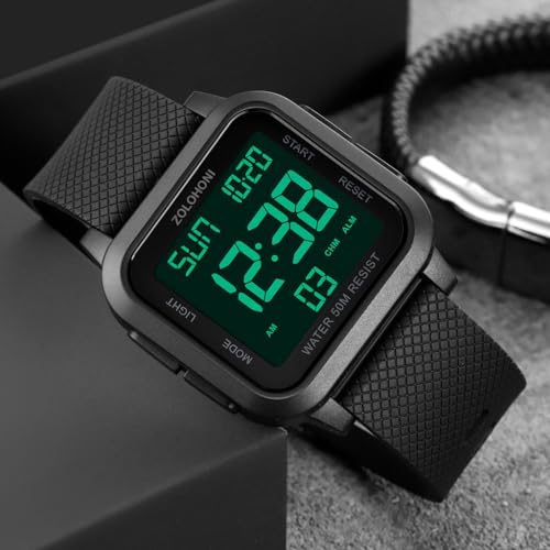 Mens Digital Watches for Men Waterproof Large Square Wrist Watch - Product Imagery