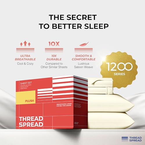 THREAD SPREAD 100% Egyptian Cotton Queen Sheets Set - 1200 - Product Imagery