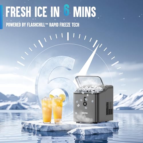 INOVIVA Nugget Ice Maker Countertop – 6 Mins Fast Ice - Product Imagery