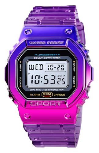 Gosasa Unisex Square Transparent Digital Watch with Chronograph - Product Imagery