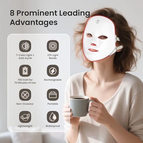 SUERBEATY Red Light Mask For Face, 7-1 Colors Red Light Face - Product Imagery