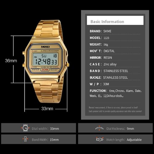 SKMEI Watches for Men,Classic Square Ultra Thin Stainless Steel - Product Imagery