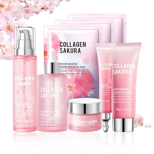 8PCS Sakura Skin Care Set,Hydrating Skincare Gift Set with - Product Imagery