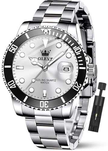 OLEVS Luxury Watches for Men Big Stainless Steel Waterproof - Product Imagery