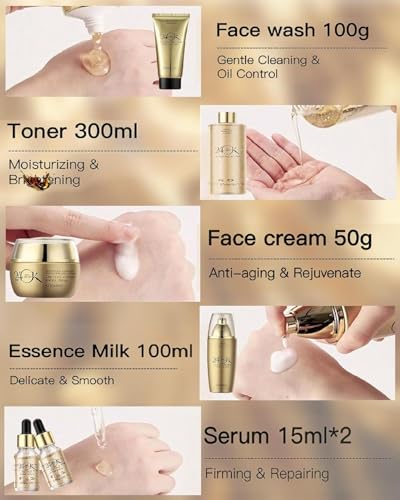 Women’s Gold Skin Care Set 6-Piece Collection - 24K Anti-Aging - Product Imagery
