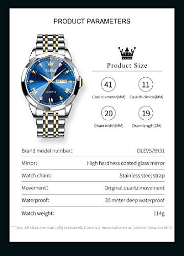 OLEVS Watch for Men Diamond Business Dress Analog Quartz - Product Imagery