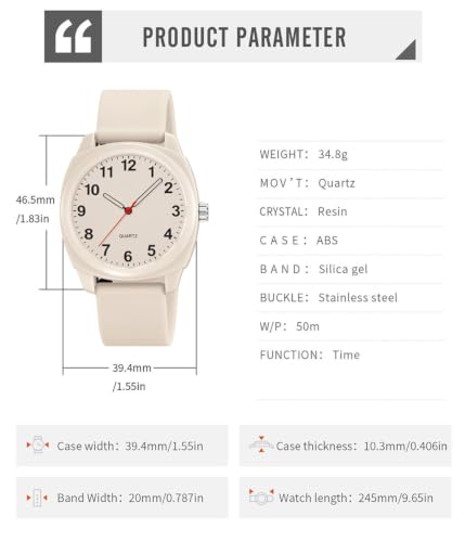 Analog Quartz Watch for Men Women Silicone Band - Product Imagery