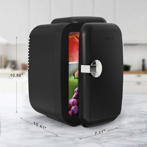 CROWNFUL Mini Fridge, 4 Liter/6 Can Portable Cooler and Warmer - Product Imagery