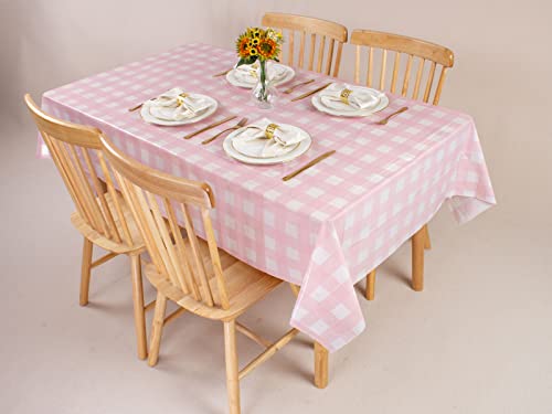 Kesfey 3 Packs Pink Gingham Tablecloth Pink and White Checkered - Product Imagery