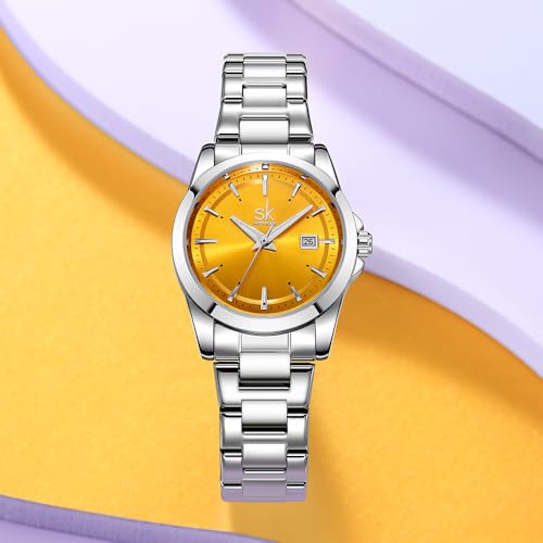 SHENGKE Minimalist Fashionable Color Dial Watches for Women - Product Imagery