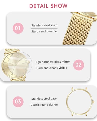 Women Simple Stylish Quartz Waterproof Japanese Movement Daily - Product Imagery