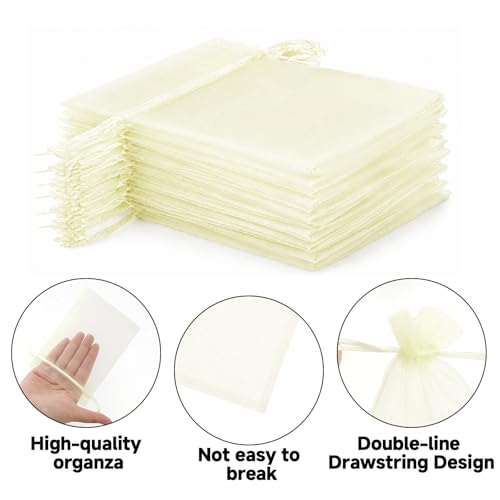 joycraft Organza Bags 4x6 inch - Ivory Drawstring Gift Packaging - Product Imagery