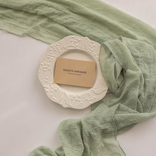 Sage Green Cheesecloth Table Runner 120 Inches Fall Party Home - Product Imagery