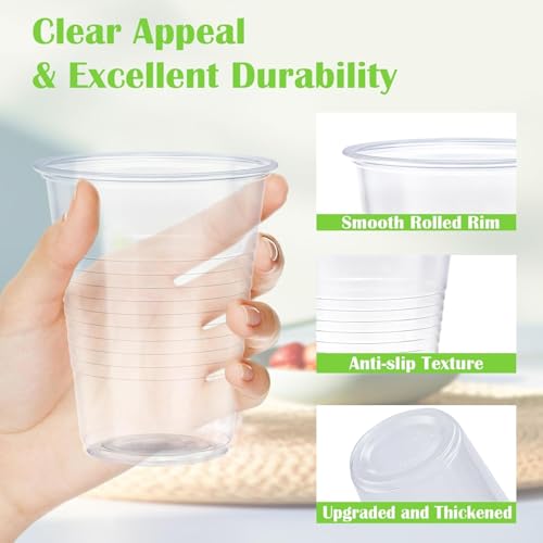 Lamosi 300 Pack 12 oz Clear Plastic Cups, Disposable Cold - Product Imagery