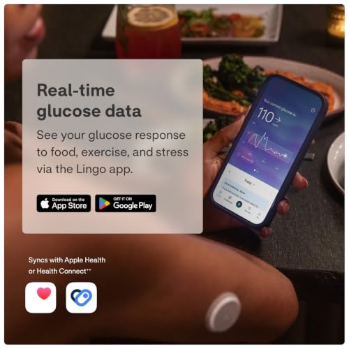 Lingo Continuous Glucose Monitor (CGM). 24/7 Glucose Tracking - Product Imagery