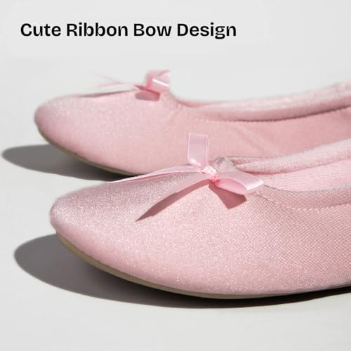 EverFoams Women's Satin Ballerina Slippers Memory Foam House - Product Imagery
