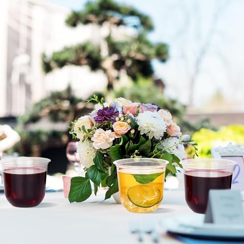 KesaPlan 100 Pcs 12oz Plastic Clear Cups, Disposable Wine - Product Imagery