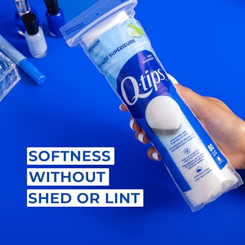 Q-Tips Premium Cotton Rounds for Face, 100% Cotton, Soft Lint - Product Imagery
