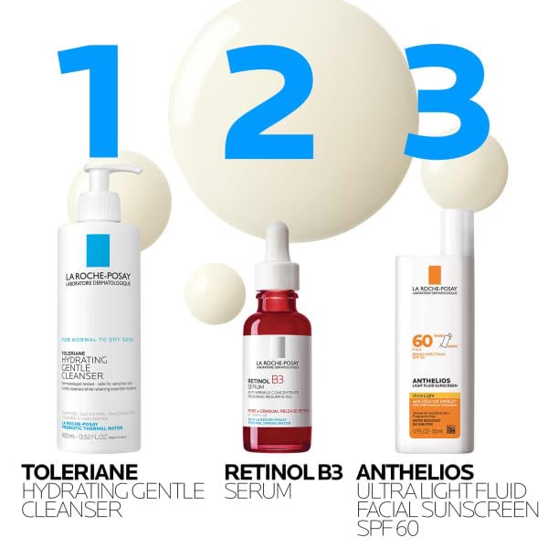 Elefair La Roche-Posay Pure Retinol Face Serum with Vitamin B3 for anti-aging, showing the serum bottle with product details.