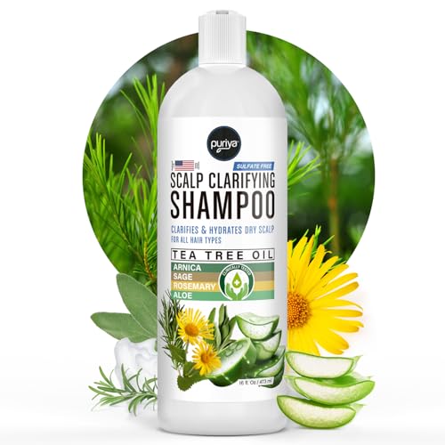 Puriya Tea Tree Clarifying Shampoo. Plant Rich Dry Itchy Scalp - Product Imagery