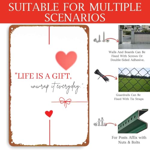 8x12 Inch Aluminum Wall Art, Life Is A Gift Unwrap It Everyday - Product Imagery