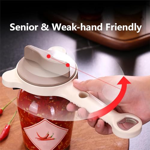 4-in-1 Adjustable Jar & Bottle Opener for Seniors & Weak Hands - Product Imagery