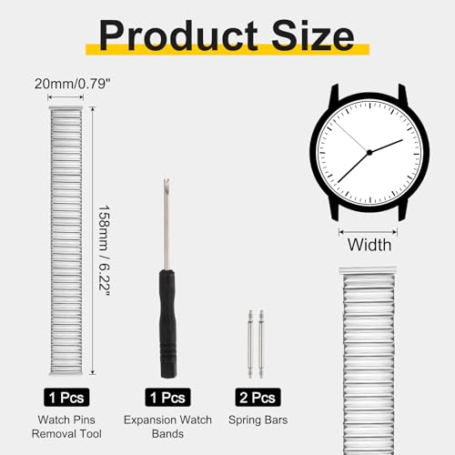 HARFINGTON Expansion Watch Bands Stainless Steel with Spring - Product Imagery