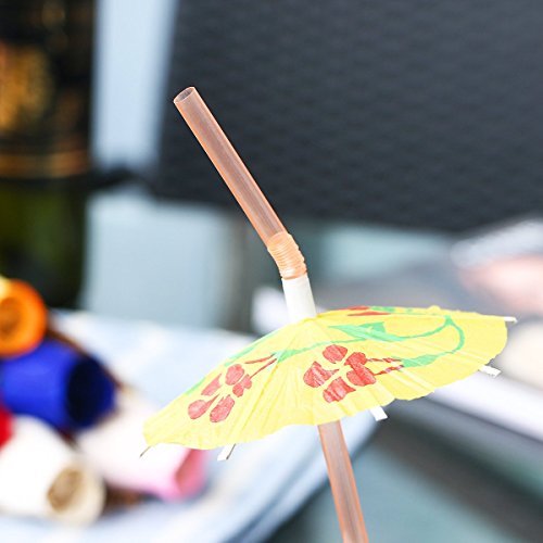 ALINK 50 Umbrella Parasol Drinking Straws, Hawaiian Beach - Product Imagery