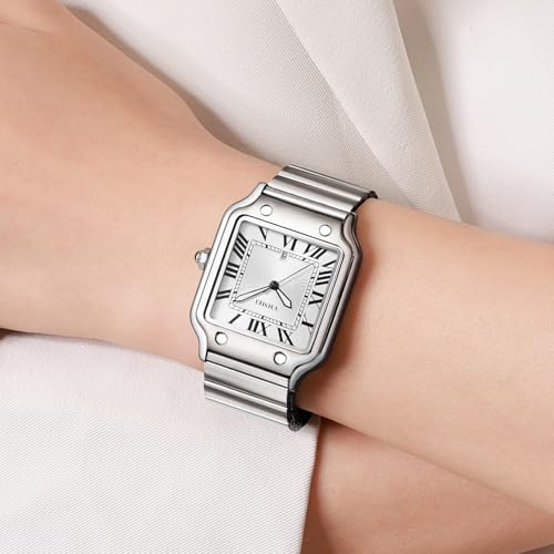 Unisex Classic Square Roman Numerals Analog Quartz Watches 30M - Product Imagery