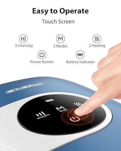 CINCOM Upgraded Hand Massager with Heat and Compression, Blue - Product Imagery