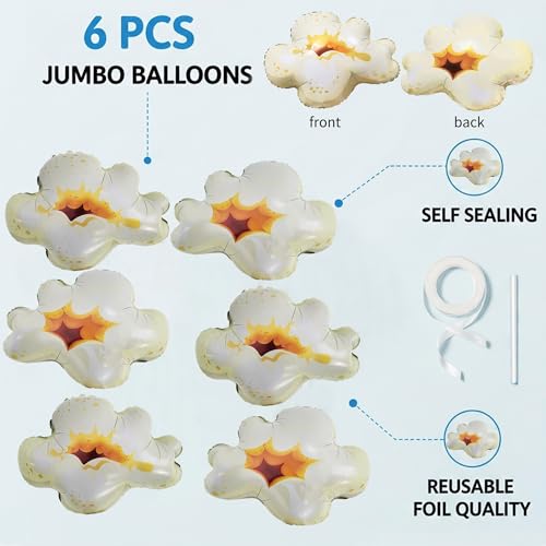 6 Pcs Popcorn Balloons, Jumbo 19 Inch Mylar Foil Decorations for - Product Imagery