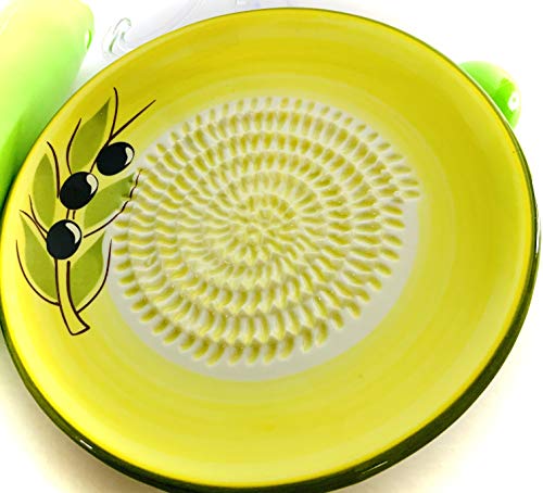 Premium Ceramic Garlic Grater Plate Set - Yellow Olive - Product Imagery