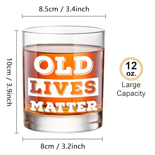 LIGHTEN LIFE Old Lives Matter Whiskey Glass Set 12 oz, Bourbon - Product Imagery