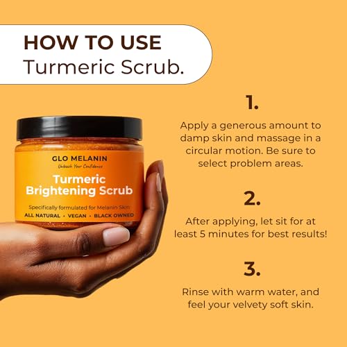 Glo Melanin Turmeric Brightening Scrub for Dark Spots [4 oz] - Product Imagery