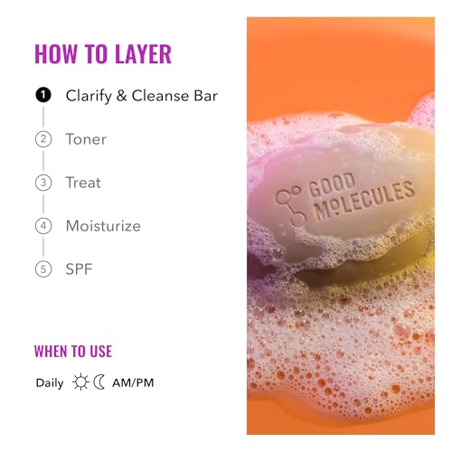 Good Molecules Clarify and Cleanse Bar, Salicylic Acid Bar Soap, - Product Imagery