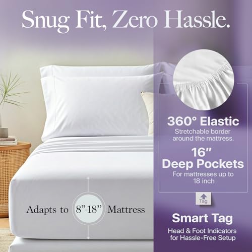 Carressa Linen 100% Egyptian Cotton Queen Sheet Set - 600 Series - Product Imagery