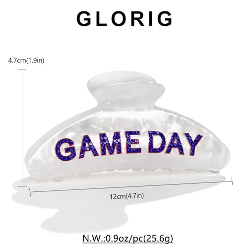 Game Day Hair Clips for Women Trendy White Blue Hair Claw Clips - Product Imagery