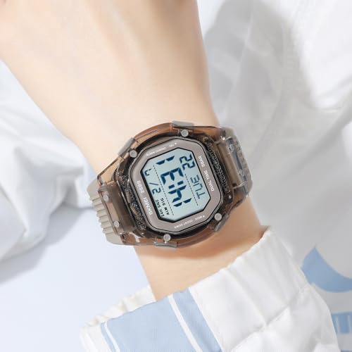 Gosasa Unisex Digital Sports Watch Transparent Square Watch - Product Imagery