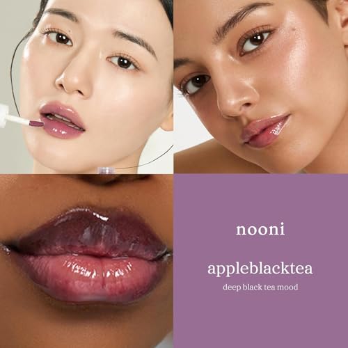 NOONI Korean Lip Oil - Appleblacktea- Plumping & Hydrating - Product Imagery