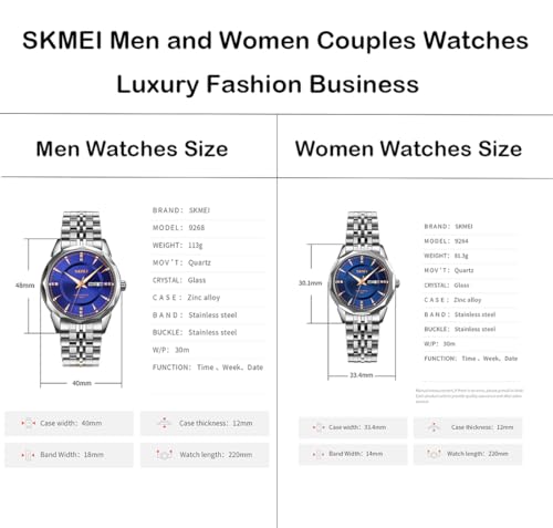 SKMEI Pair Watches for Couples Men and Women His and Hers Watch - Product Imagery