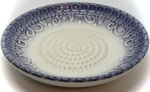 Premium Ceramic Garlic Grater Plate Set - Purple Embossed - Product Imagery